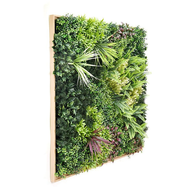 YES4HOMES 3D 1Mx1M Green Artificial Plants Wall Panel Flower Wall With Frame Vertical Garden UV Resistant Frame - Petal & Stem