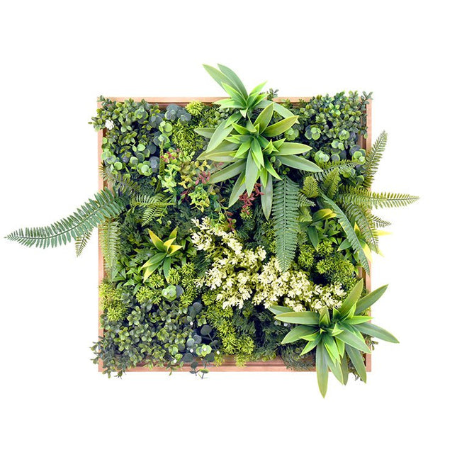 YES4HOMES 3D Green Artificial Plants Wall Panel Flower Wall With Frame Vertical Garden UV Resistant 50X50CM - Petal & Stem