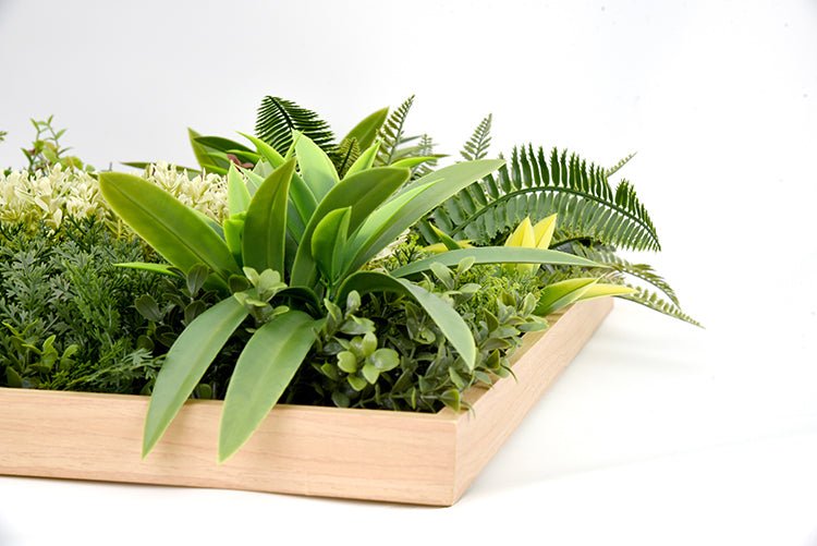 YES4HOMES 3D Green Artificial Plants Wall Panel Flower Wall With Frame Vertical Garden UV Resistant 50X50CM - Petal & Stem