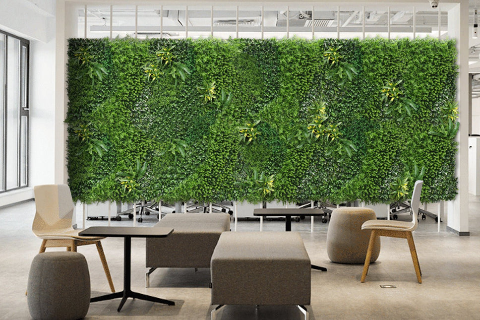 YES4HOMES 5 SQM Artificial Plant Wall D√©cor Grass Panels Vertical Garden Foliage Tile Fence 1X1M Green - Petal & Stem