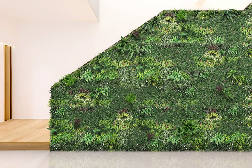 YES4HOMES 5 SQM Artificial Plant Wall D√©cor Grass Panels Vertical Garden Tile Fence 1X1M Green - Petal & Stem