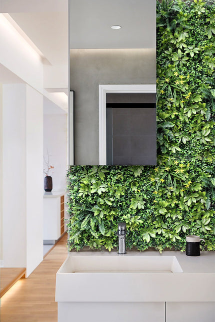 YES4HOMES 5 SQM Artificial Plant Wall Grass Panels Vertical Garden Foliage Tile Fence 1X1M Green - Petal & Stem