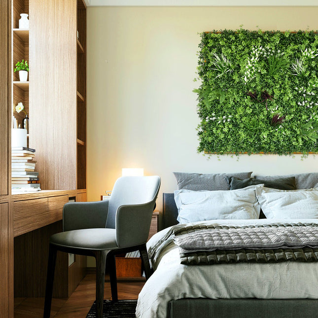 YES4HOMES 5 SQM Artificial Plant Wall Grass Panels Vertical Garden Foliage Tile Fence 1X1M Green - Petal & Stem