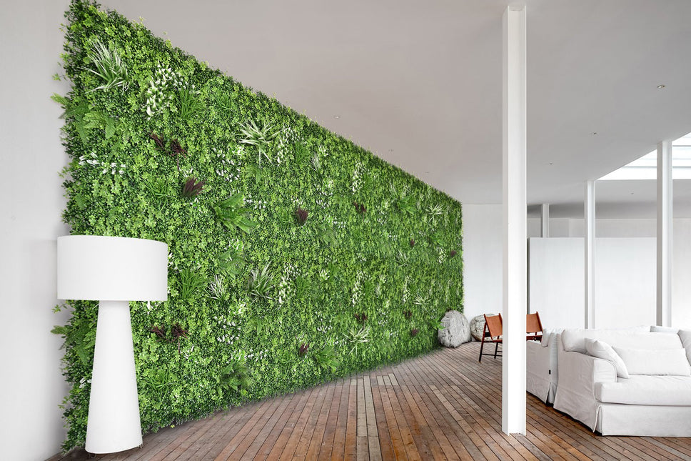 YES4HOMES 5 SQM Artificial Plant Wall Grass Panels Vertical Garden Foliage Tile Fence 1X1M Green - Petal & Stem