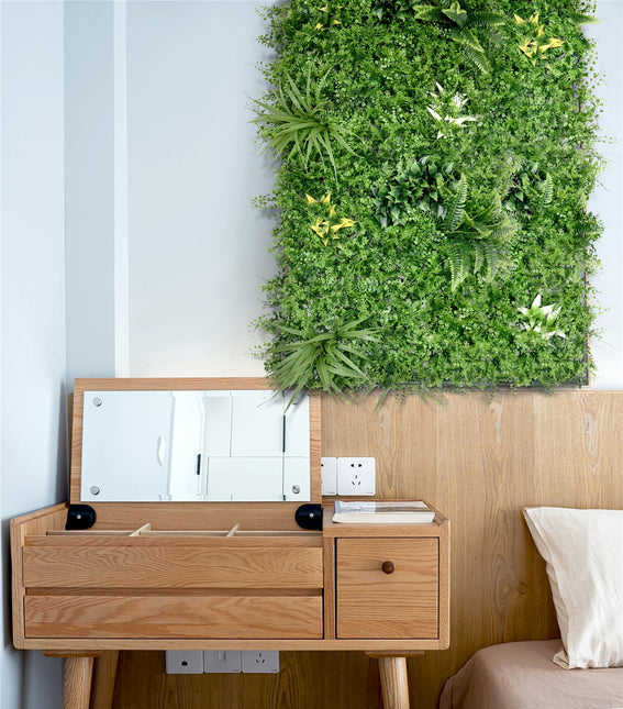 YES4HOMES 5 SQM Artificial Plant Wall Grass Panels Vertical Garden Tile Fence 1X1M Green - Petal & Stem