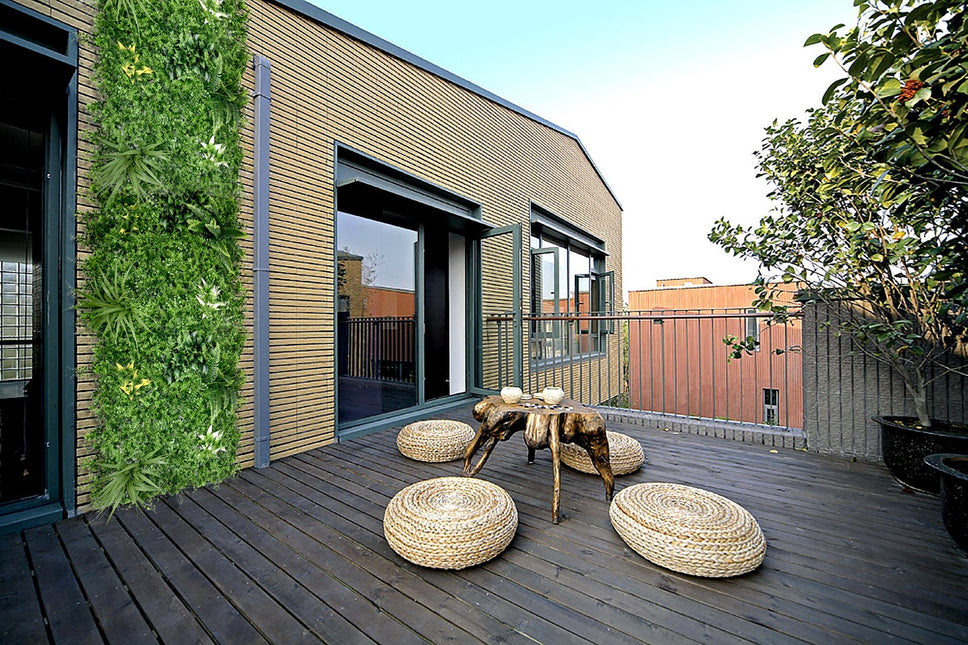 YES4HOMES 5 SQM Artificial Plant Wall Grass Panels Vertical Garden Tile Fence 1X1M Green - Petal & Stem