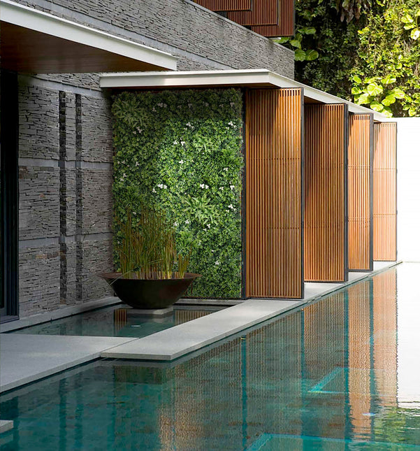YES4HOMES 5 SQM Artificial Plant Wall Grass Panels Vertical Garden Tile Fence 1X1M Green - Petal & Stem