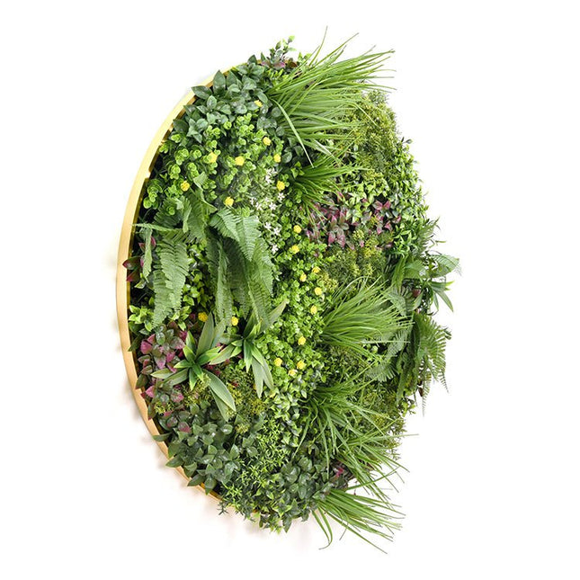 YES4HOMES Artificial Green Wall Plant Garden Flower Panel Disc Art 100cm Grassy UV Resistant Wonderland - Petal & Stem
