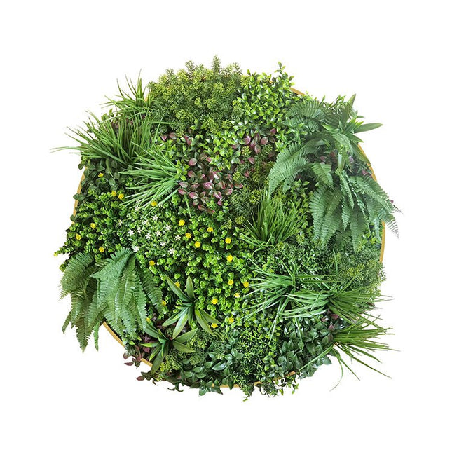 YES4HOMES Artificial Green Wall Plant Garden Flower Panel Disc Art 100cm Grassy UV Resistant Wonderland - Petal & Stem