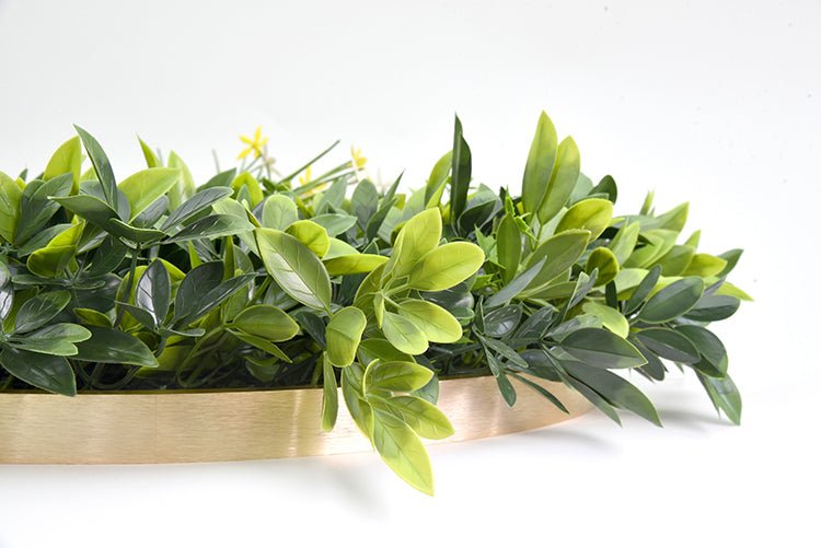 YES4HOMES Artificial Green Wall Plant Garden Panel Daffodil Smile Disc Art 50cm Grassy UV Resistant Frame - Petal & Stem
