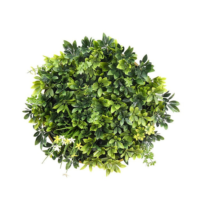 YES4HOMES Artificial Green Wall Plant Garden Panel Daffodil Smile Disc Art 50cm Grassy UV Resistant Frame - Petal & Stem