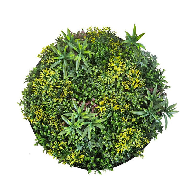 YES4HOMES Artificial Green Wall Plant Panel Disc Garden Flower Art 100cm Grassy UV Resistant Fireworks Black Frame - Petal & Stem